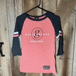 Garth Brooks Shirt Women's S World Tour 3/4 Sleeve Pink Black White Ladies